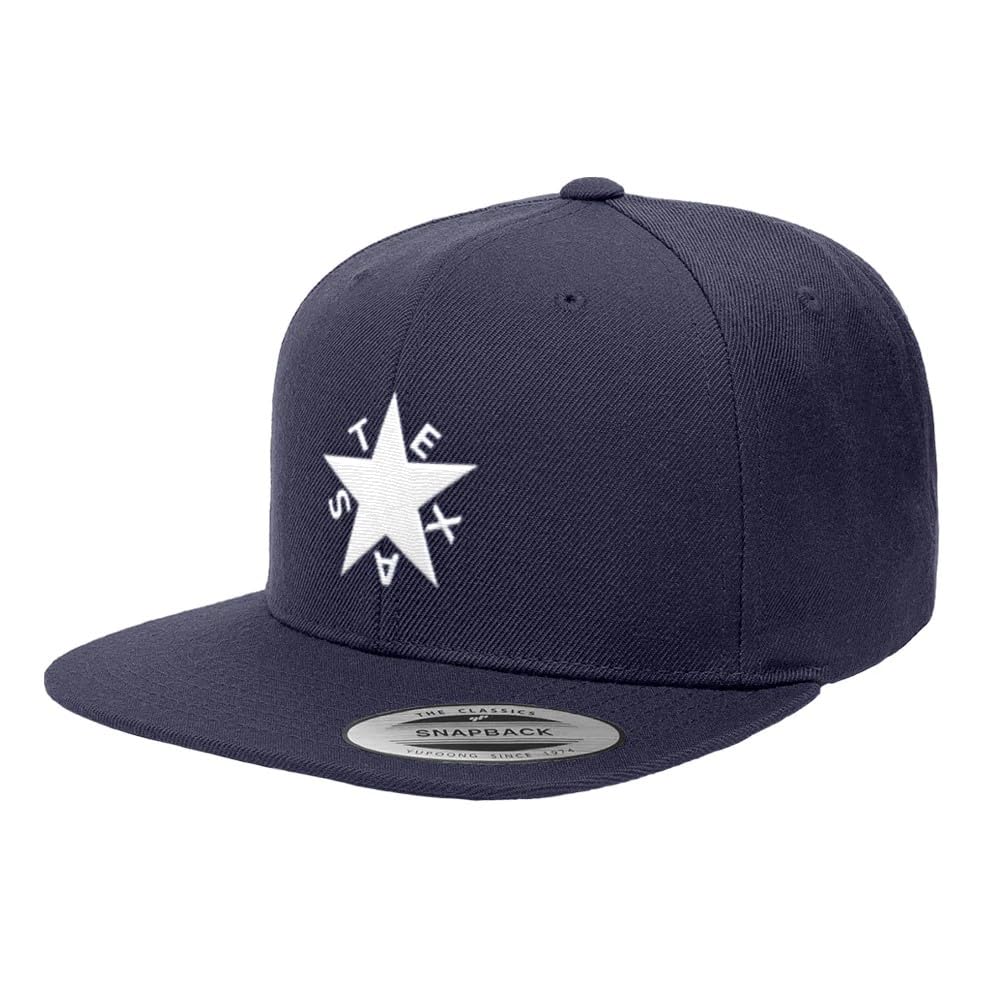 Zavala Texas Star Hat - Texas State Premium Classic Snapback Cap Navy Blue