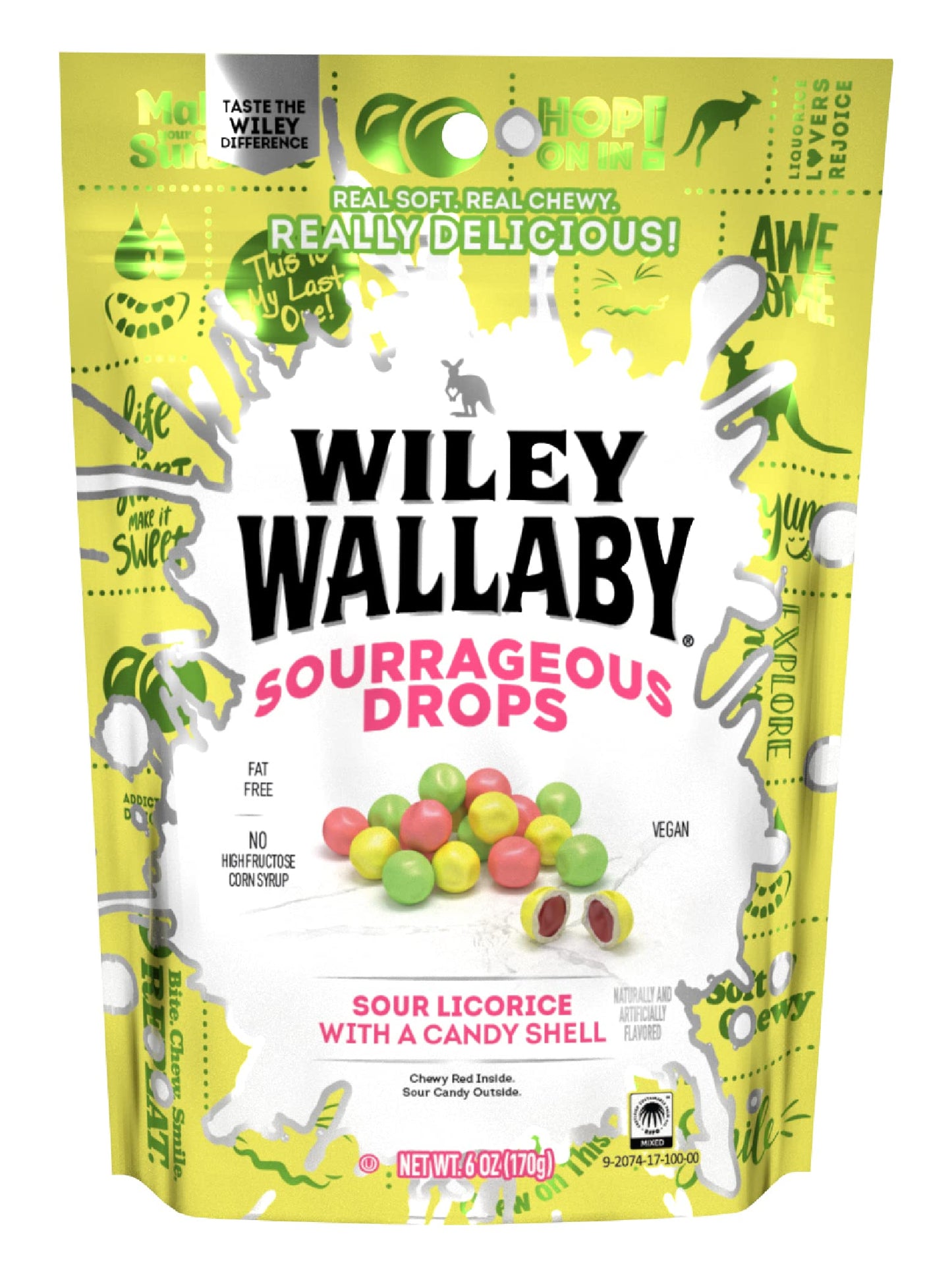 Wiley Wallaby Drops Original Fruits Gourmet Australian Style Soft & Chewy Licorice Candy_Parent in 1,2 & 3 packs